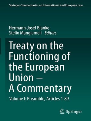 cover image of Treaty on the Functioning of the European Union--A Commentary